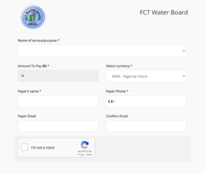 image showing FCT water board payment